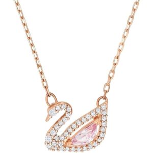 Collar De Cisne De Plata De Ley S925 Color Oro Rosa