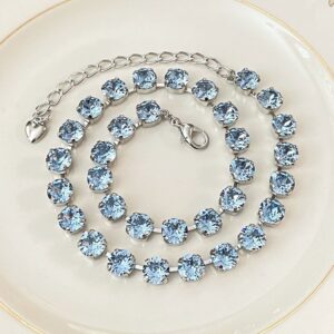 Light sapphire blue crystal necklace