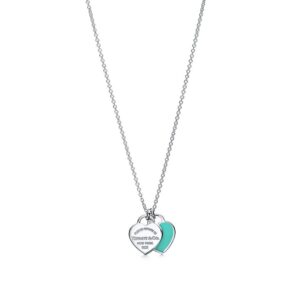 Colgante de corazón en plata y Tiffany Blue® con un diamante, mini